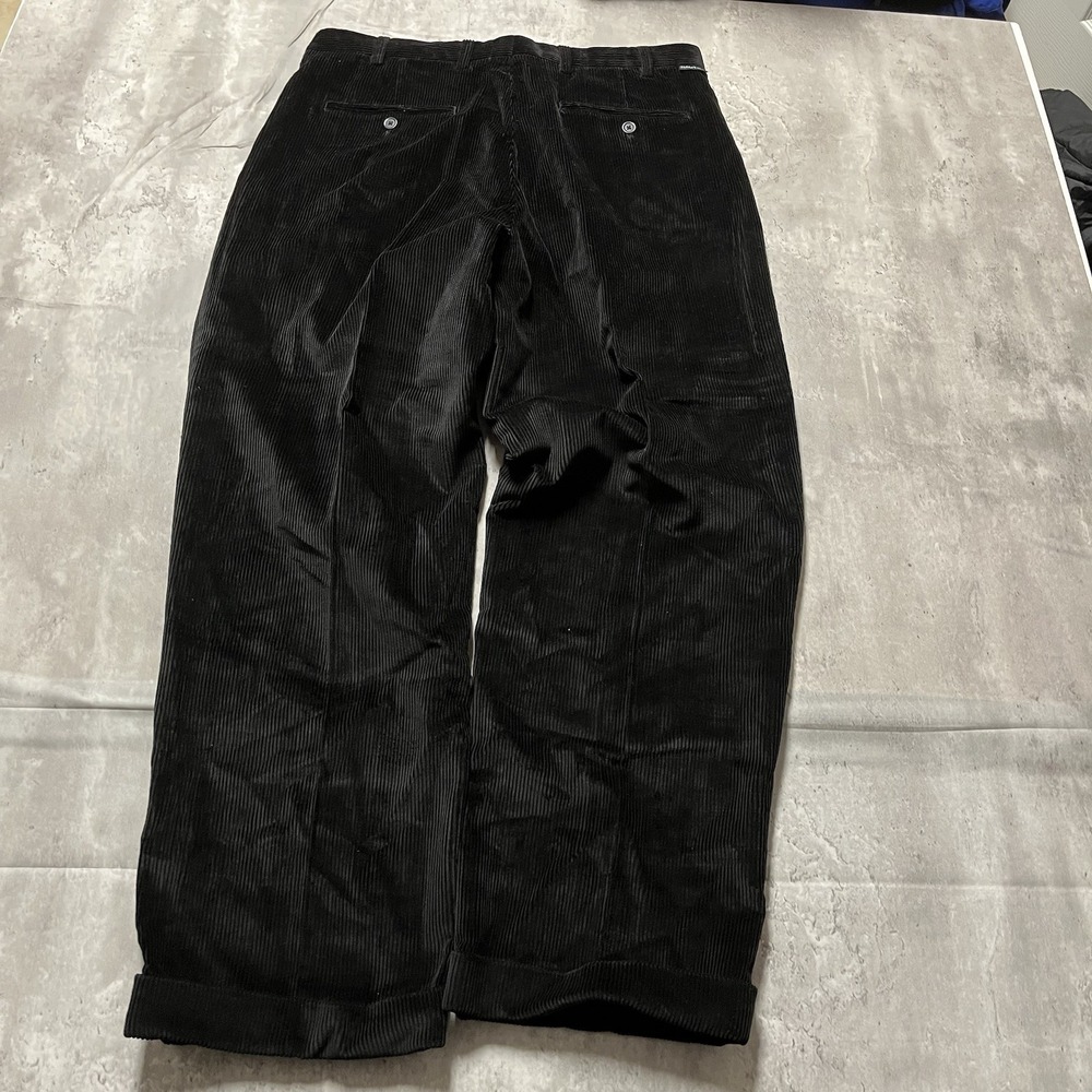 Mens Nautica Rigger Cuffed Pleated Corduroy Pants Size 38x30 Black - Picture 8 of 10